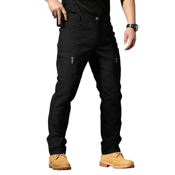 Domzest Men's Tactical Pants Lightweight Water Resistant Cargo Pants Flex Ripstop EDC Work Hiking Outdoor Pants Black 3XL