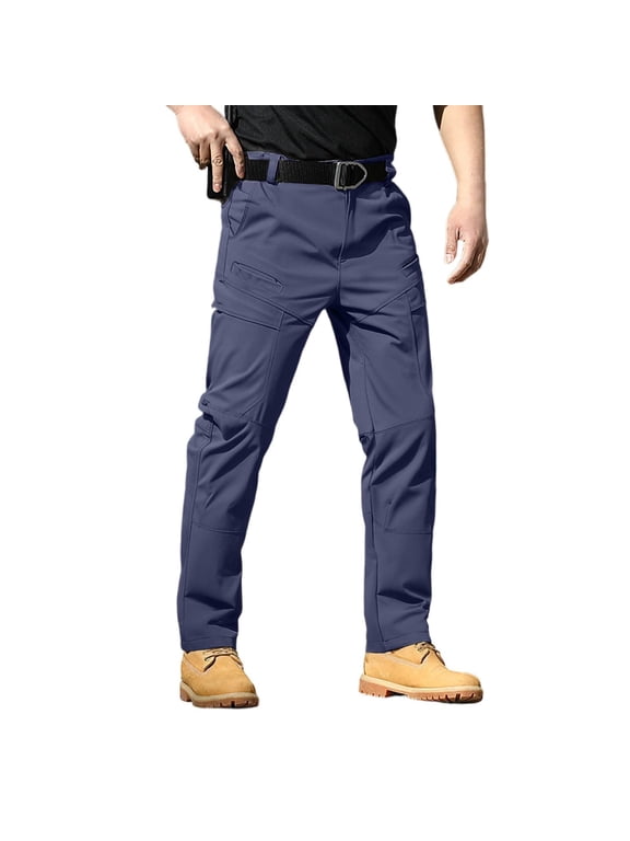Men's Tectical Pants Lightweight Water Resistant Cargo Pants Flex Ripstop EDC Work Hiking Outdoor Pants Navy S