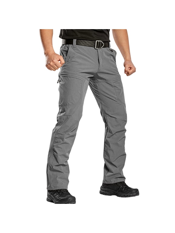 Men's Tectical Pants Water Resistant Ripstop Cargo Work Lightweight EDC Hiking Pants with Multi Pockets Gray XL