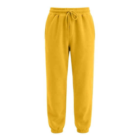 Domzest Mens Baggy Sweatpants Drawstring Elastic Waist Workout Tapered Pants 2026 Casual Joggers with Pockets Saffron S