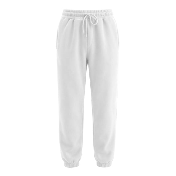 Domzest Mens Baggy Sweatpants Drawstring Elastic Waist Workout Tapered Pants 2026 Casual Joggers with Pockets White S