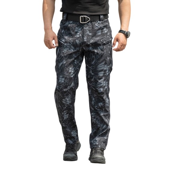 Domzest Mens Cargo Pants Tactical Pants Baggy Outdoor Waterproof Ripstop Workout Trousers Hiking Big&Tall Pant with Pockets Snake Pattern M