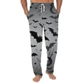 thumbnail image 1 of Domzest Mens Halloween Pajama Pants Pumpkin Ghost Bat Graphic Wide Leg Sleepwear Drawstring Elastic Waisted Funny Pj Bottoms Dark Gray L, 1 of 5