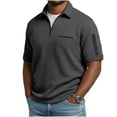 thumbnail image 1 of Domzest Mens Polo Shirt Big and Tall Quarter Zip Lapel Collar Short Sleeve T Shirt 2026 Casual Stylish Grid Textured Golf Shirt Dark Gray XL, 1 of 4