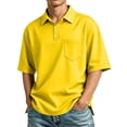 thumbnail image 1 of Domzest Mens Polo Shirts with Chest Pocket Short Sleeve Collared Golf Shirt Button Up Breathable Lightweight Casual Basic Tees Yellow 2XL, 1 of 9