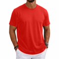 thumbnail image 1 of Domzest Mens Short Sleeve T-Shirts Moisture Wicking Crew Neck Shirt Summer Breathable Strechy Workout Shirts for Jogger, Gym & Outdoor Red M, 1 of 6