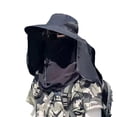 thumbnail image 1 of Domzest Mens Sun Hats UPF 50+ UV Protection Bucket Wide Brim Waterproof Hat with Adjustable Chin Strap & Detachable Neck Flap for Outdoor Black, 1 of 4