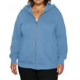 thumbnail image 1 of Domzest Plus Size Sweatshirts for Women Zip Up Long Sleeve 3X-5X Hooded Winter Light Fashion Cotton Drawstring Oversize Sweater Y2k with Pocket Jackets Blue M-Mid, 1 of 6