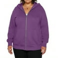 thumbnail image 1 of Domzest Plus Size Sweatshirts for Women Zipper Long Sleeve 3X-5X Hoodie Winter Light Fashion Fleece Drawstring Oversize Sweater Casual with Pocket Jacket Dark Purple M-Mid, 1 of 5