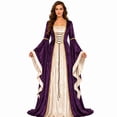 thumbnail image 1 of Domzest Renaissance Costume Women Long Bell Sleeve Lace-Up Medieval Dress Floor Length Gothic Princess Dresses Halloween Costumes, 1 of 6