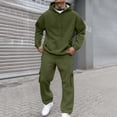thumbnail image 1 of Domzest Sweatsuits for Men Two Piece Tracksuits Jogger Drawstring Comfort Hooded Winter Long Sleeve Matching Round Neck Pullover Athletic Pants Suits Sets Army Green M-MID, 1 of 7