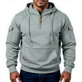 thumbnail image 1 of Domzest Winter Hoodies for Men Half Zip Big and Tall Long Sleeve V Neck Sweatshirt Fashion Winter Fleece Hooded Hoodies Lightweight Sport Clothings with Arm Zip Pocket Gray 2XL, 1 of 4