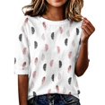 thumbnail image 1 of Domzest Womens Boho Floral Graphic Tops Elbow Length Lightweight Crew Neck Shirts Half Sleeve Dressy Casual Loose Fit Tunic Tops White XXL, 1 of 6