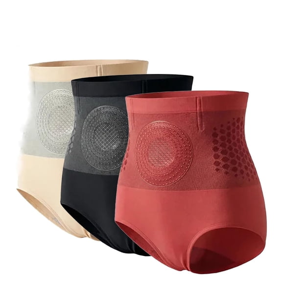 Domzest Womens Fat Burning Shorts Micro-Particle 4-In-1 Sculpting Underwear Tummy Control Thermogenic High Waisted Yoga Pants Red, Beige and Black XL