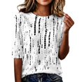 thumbnail image 1 of Domzest Womens Half Sleeve Tops Crew Neck Boho Floral Graphic Shirts Lightweight Loose Fit Dressy Casual Tunic Tops White S, 1 of 6