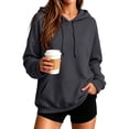 thumbnail image 1 of Domzest Womens Oversized Hoodies Long Sleeve Loose Hooded Sweatshirt 2026 Fall Winter Trendy Pullover Sweatshirt Dark Gray L, 1 of 7