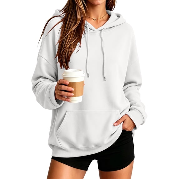 Domzest Womens Oversized Hoodies Long Sleeve Loose Hooded Sweatshirt 2026 Fall Winter Trendy Pullover Sweatshirt Gray S