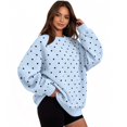 thumbnail image 1 of Domzest Womens Polka Dot Crew Neck Sweatshirt Drop Shoulder Long Sleeve Pullover Top 2026 Fall Winter Trendy Fleece Sweatshirts, 1 of 4