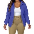 thumbnail image 1 of Domzest Womens Sweatshirt Full-Zip Long Sleeve 3X-5X Hoodie Winter Light Trendy Cotton Drawstring Oversize Sweatshirts Casual with Pocket Jacket Royal Blue 2XLarge, 1 of 5
