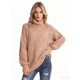 thumbnail image 1 of Domzest Womens Turtleneck Sweater Chunky Cable Knit Pullover Sweaters Long Sleeve Loose Fit Fall Winter Jumper Top Khaki XXL, 1 of 6