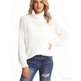 thumbnail image 1 of Domzest Womens Turtleneck Sweater Chunky Cable Knit Pullover Sweaters Long Sleeve Loose Fit Fall Winter Jumper Top White XXL, 1 of 5