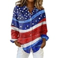 thumbnail image 1 of Domzest Womens Usa 250th Anniversary Shirt 4th Of July Graphic Shirts Patriotic V Neck Long Sleeve Butoon Down Tshirts Deep Red S, 1 of 5