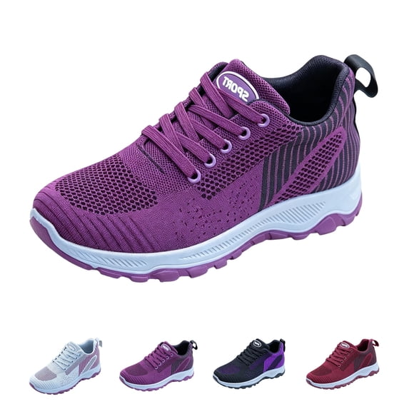 Domzle 12 Hour Shift Shoes For Women Wide Toe Box Slip On Walking Sneakers,Orthopedic Air Cushion Shoes With Arch Support For All-Day Standing Purple 39