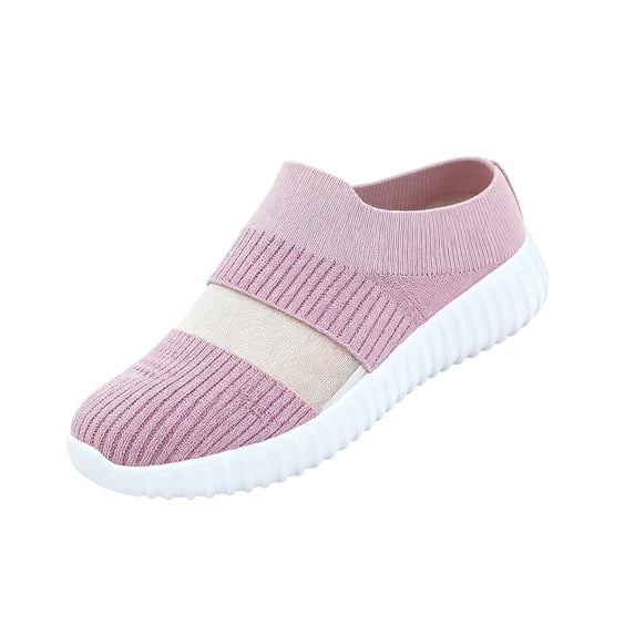 Domzle 2026 Breathable Knit Slip-On Walking Shoes Women Mule Sneakers Orthopedic Slide on Backless Tennis Sneakers Loafers Arch Support Orthopedic Mesh Mules Backless Tennis Shoes Pink 41