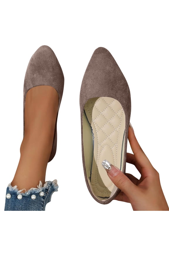2026 New Flat Shoes for Women Pointed Toe Pumps Shoes Faux Suede Ballets Flats Comfortable Soft Ballet Dressy Slip on Walking Ballerina Shoe Camel