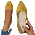 thumbnail image 1 of Domzle 2026 New Flat Shoes for Women Pointed Toe Pumps Shoes Faux Suede Ballets Flats Comfortable Soft Ballet Dressy Slip on Walking Ballerina Shoe Yellow, 1 of 4