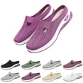 thumbnail image 1 of Domzle 2026 Womens Breathable Knit Slip-On Walking Shoes Comfortable Summer Slip on Loafers Width Orthopedic Casual Backless Sneakers Dressy Flat Clogs and Slide in with Arch Support Yellow, 1 of 10