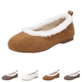 thumbnail image 1 of Domzle Ballet Flats for Women Fuzzy Quilted Indoor Outdoor House Shoes Cute Plush Slip On Ballerina Slippers Faux Suede Trim Round Toe Casual Cozy Beige, 1 of 7