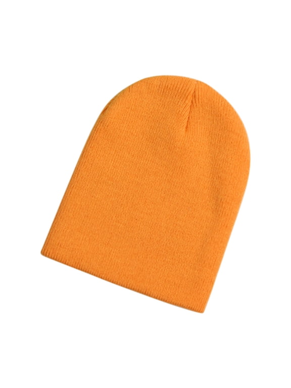 Beanie Hat for Boy Girls, Soft Cuffless Knit Skull Cap Double Layer Breathable Fisherman Skull Cap, Spring Fall Daily Casual Outdoor Wear Orange