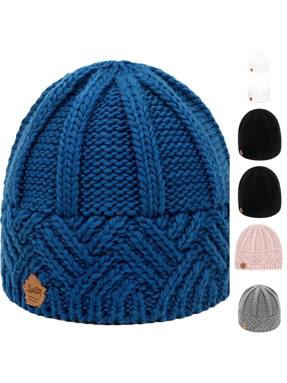 Beanie for Women Soft Lightweight Skull Cap Casual Aesthetic Oversize Chunky Winter Versatile for Daily Wear Blue