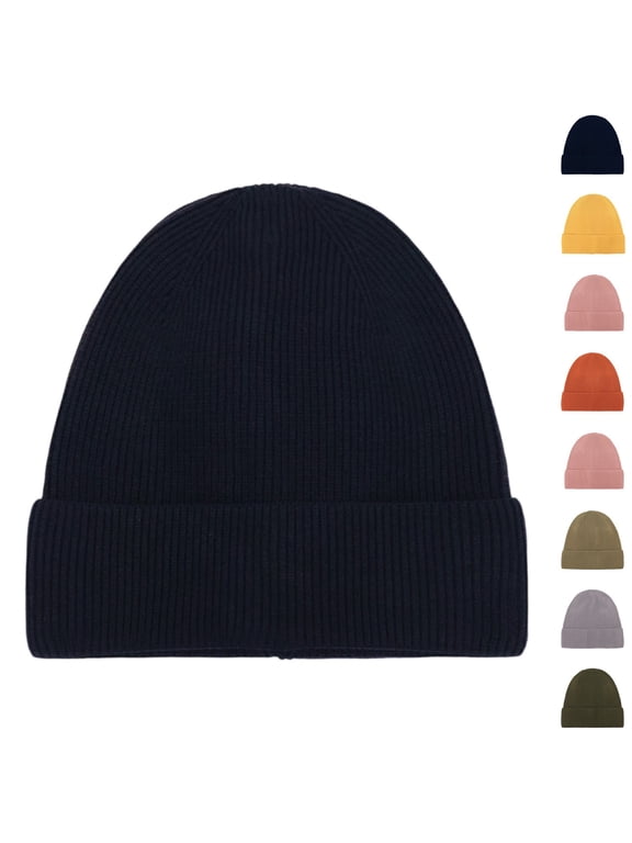Beanies for Men Women Knit Fall Winter Beanie Hat Skull Cap Fashionable Short Knitting Caps for Daily Wear Black