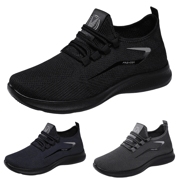 Domzle Bowling Shoes Men Orthopedic Arch Support Mesh Slip-On Walking Shoes Non-Slip Sole Breathable Outdoor Casual Athletic Comfortable Lace-Up Sneakers Blue