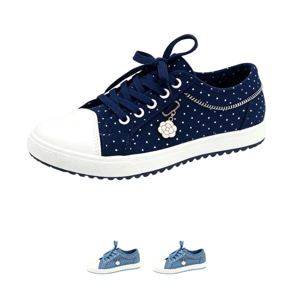 Domzle Canvas Sneakers for Women Dressy Fashion Lightweight Walking Non-Skid Shoes Slip On Loafers Sneaker Work Casual Shoes Dark Blue 36