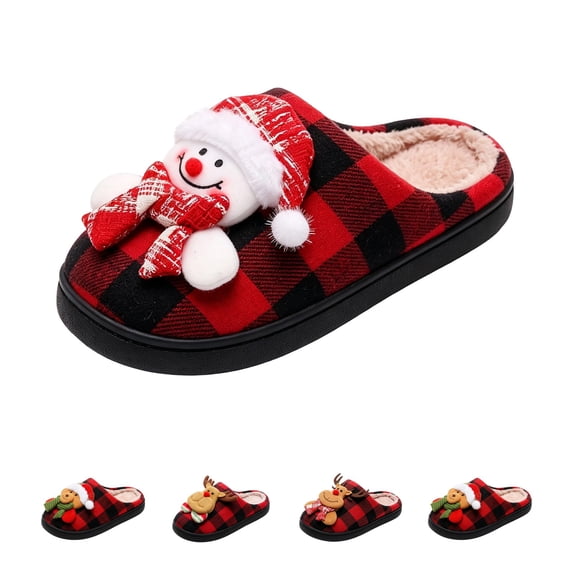 Domzle Christmas Slippers For Women Men Cozy Memory Foam House Slippers With Christmas Santa Pattern Indoor Outdoor Non-Slip Shoes b 38