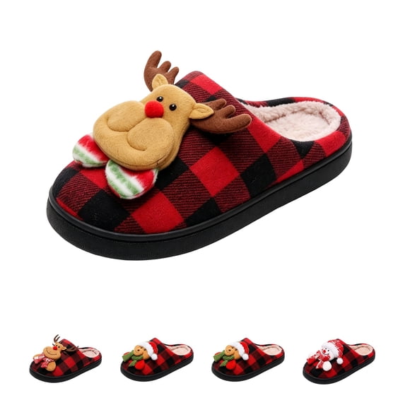 Domzle Christmas Slippers For Women Men Cozy Memory Foam House Slippers With Christmas Santa Pattern Indoor Outdoor Non-Slip Shoes c 44
