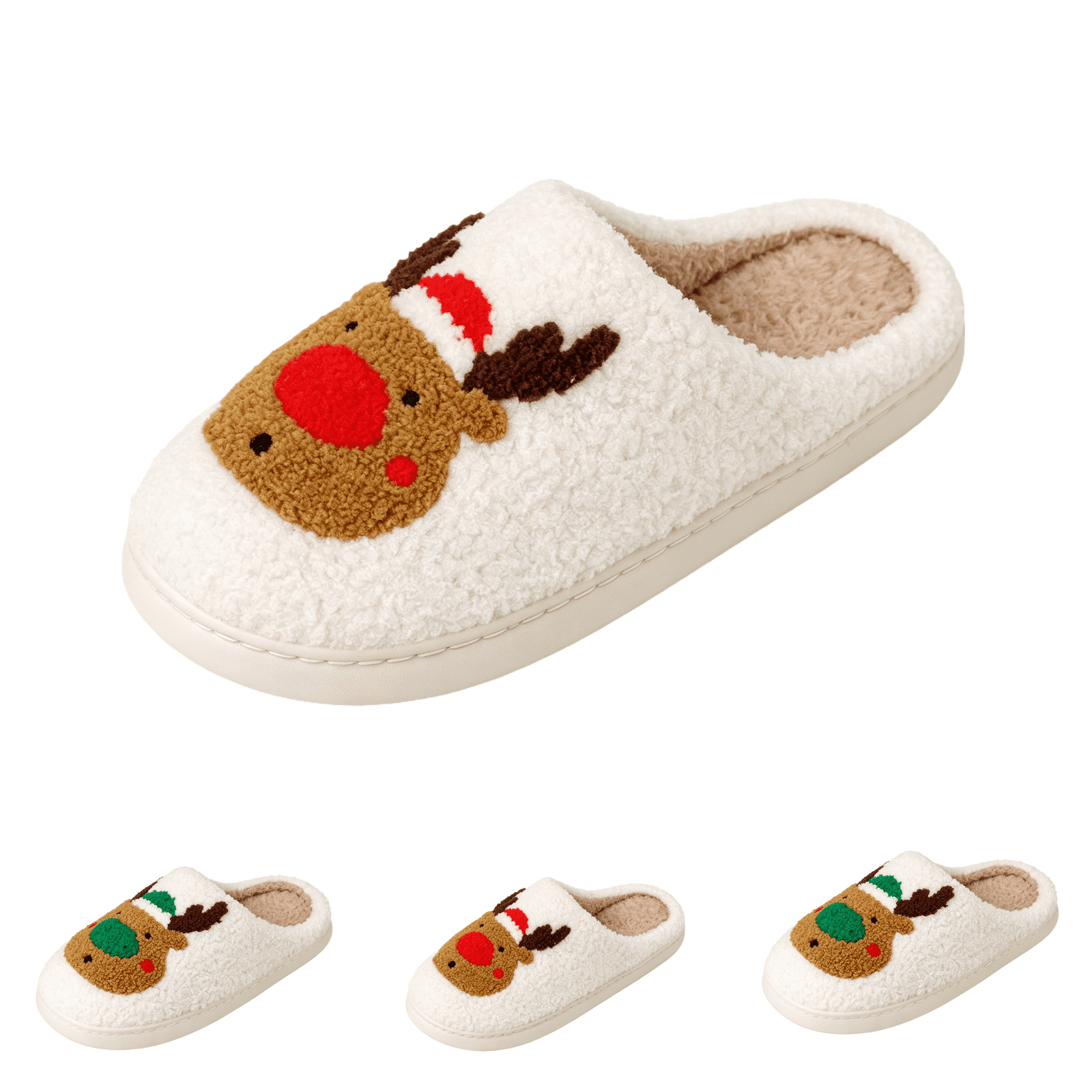 Red Breakfest Sign Domzle Christmas Slippers - Soft Plush Fuzzy Cozy Home Slippers for ...