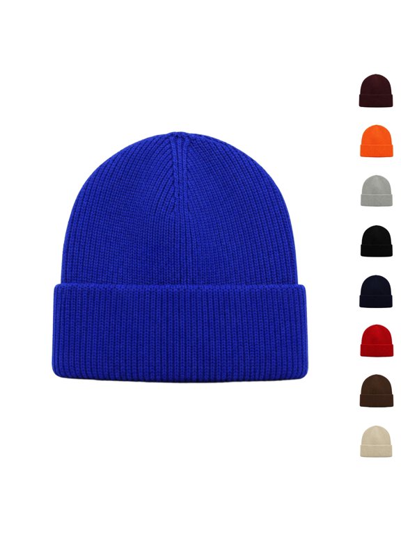 Classic Cuffed Knit Beanie for Women, Warm Thick Acrylic Skull Cap, Soft Watch Hat for Cold Weather Winter Daily Casual Wear