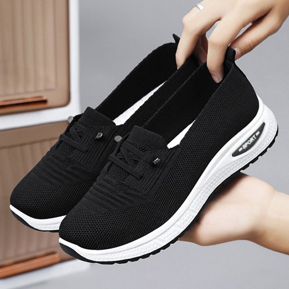 Domzle Comfy Walking Shoes for Women 2026 Women Breathable Slip On Arch Support Sneakers Black 38