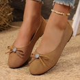 thumbnail image 1 of Domzle Flats for Women Bowknot Round Toe Dress Shoes Dressy Ballet Flats Comfortable Lightweight Slip On Shoes for Office Brown US-10, 1 of 4