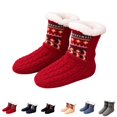 thumbnail image 1 of Domzle Fuzzy Slipper Socks Women Winter Warm Gift for Women Soft, Warm & Cozy: Fleece-Lined Indoor Socks with Non-Slip Grippers Offer Fluffy Comfort for Home, House or Cabin Wear Red, 1 of 5