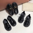 thumbnail image 1 of Domzle Girls Dress Shoes Chunky Loafers for Girl Platform Loafers School Uniform Slip On Shoes Black, 1 of 8
