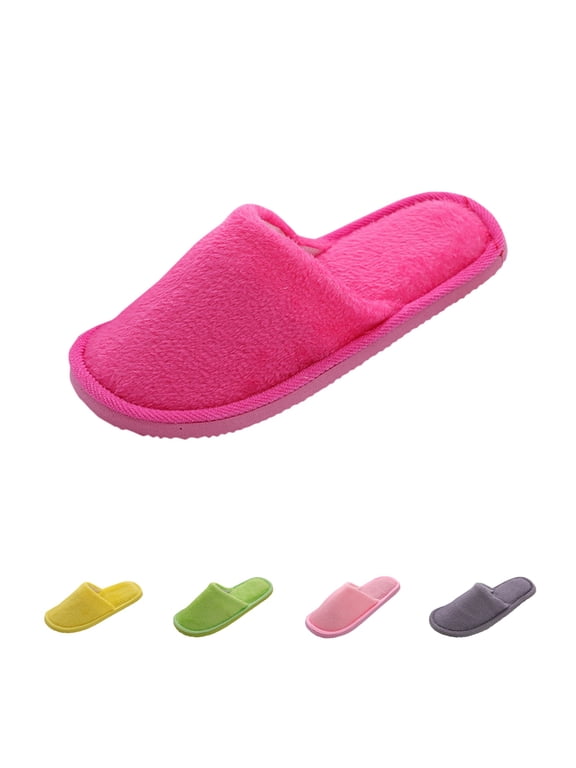 Guest Slippers Non Slip Hotel Slippers For Soft Plush Winter Warm Bedroom House Slippers For Indoor Travel Hot Pink 37
