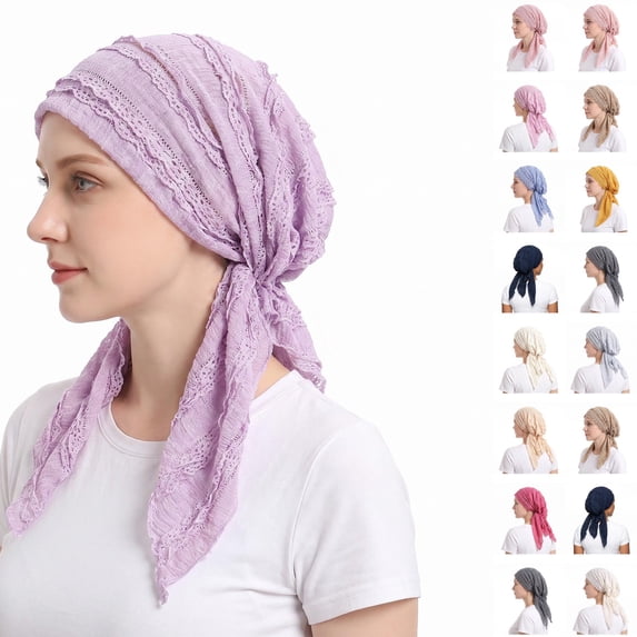 Domzle Headwear for Women Elegant Pre-tied Turban Headwrap, Soft Stretchy Caps for Hair Loss, Breathable Headscarf for Daily Wear