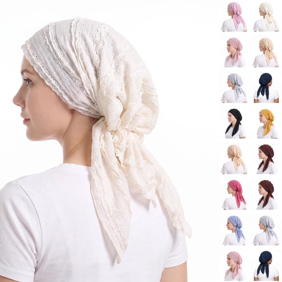 Domzle Headwear for Women Elegant Pre-tied Turban Headwrap, Soft Stretchy Caps for Hair Loss, Breathable Headscarf for Daily Wear