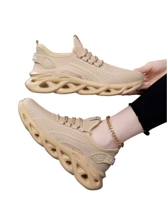Height Increasing Shoes, Height Increase Shoes with Arch Support, Breathable Mesh Lightweight Athletic Casual Shoes Beige