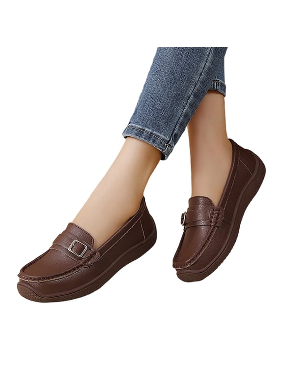 Loafers for Women Business Casual: Dressy Work Flats | Slip On Office Shoes Penny Loafers - Skin Friendly Lining & Soft Insole Coffee Wide-7